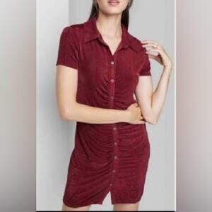 Wild Fable Medium Cherry Red Short Sleeve Ruched Mini Dress New Without Tags